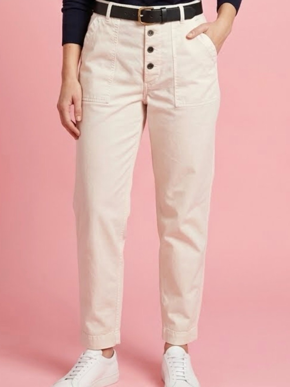 Officine Generale SASKIA High-Rise Button-Fly Women’s Pants Light Blush EUC